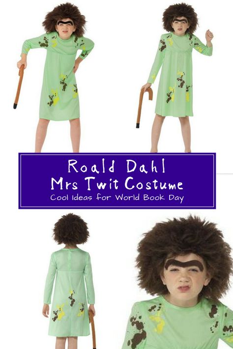 Mrs Twit Costume from the Roald Dahl book, great idea for World Book Day #cosplay Rhold Dahl Costumes, Mrs Twit, Roald Dahl Costumes, Roald Dahl Books, Book Week Costume, World Book Day, Book Day, Book Week, Roald Dahl