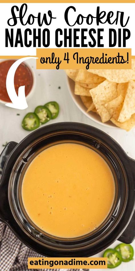 Crock Pot Nacho Cheese, Nacho Cheese Dip Recipes, Crock Pot Nachos, Crockpot Nacho Cheese Dip, Crockpot Nacho Cheese, Cheese Sauce Recipe For Fries, Hot Cheese Dip Recipes, Easy Nacho Cheese Sauce, Crockpot Nachos