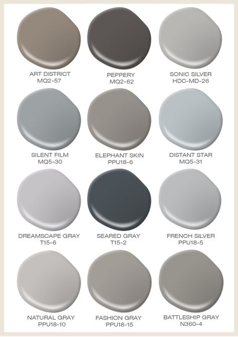 Gray can be anything but boring. Take a look at our favorite color combinations featuring mineral gray colors. Popular Behr Paint Colors, Shades Of Gray Paint, Paint Colors Behr, Colors For Walls, Paint For Walls, Gray Paint Colors, Behr Colors, Behr Paint Colors, Farmhouse Paint Colors