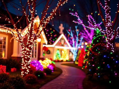 Image for Multicolored Lights: Christmas Outdoor Colorful Lights, Multi Colored Outdoor Christmas Lights, White And Multi Colored Christmas Lights, Outdoor Colored Christmas Lights, Multicolor Christmas Lights On House, Multi Colored Christmas Lights Outdoor, Colored Christmas Lights On House, Christmas Lights Outside Ideas, Outdoor Christmas Lights Ideas Houses