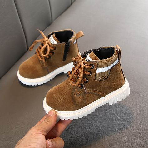 Toddler / Kids Solid Lace-up Solid Boots Cozy and comfy Antiskid and durable Material: Faux Leather Hand wash Imported Boys Snow Boots, Fall Boots, Toddler Boots, Ankle Shoes, Warm Shoes, Winter Baby, Sport Style, Boys Boots