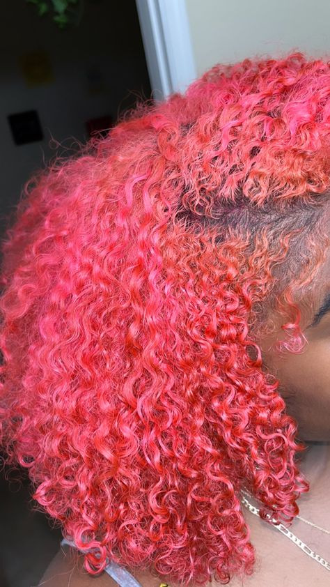 Pink Coily Hair, Pink Natural Hair, Two Ponytail Hairstyles, Pink Curls, Curly Natural Hair, Short Dyed Hair, Pink Blonde, Hair Motivation, Dyed Curly Hair