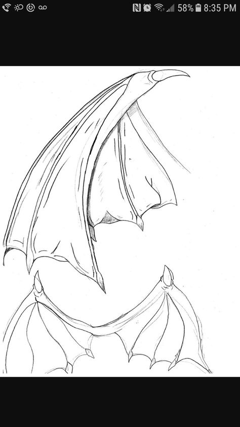 Dragon wings for humans, folded and not, drawing reference Wings Drawing Reference, Wings Sketch, Drawing Dragon, Demon Wings, Drawing Help, Wings Drawing, Dragon Sketch, Wings Art, Easy Art