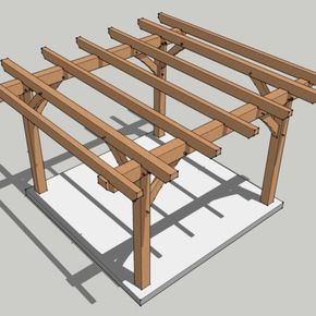 12x12 Timber Frame Pergola Plan - Timber Frame HQ Timber Frame Pergola Plans, Beam Pergola, Timber Frame Pergola, Small Pergola, Pergola Curtains, Cheap Pergola, Building A Pergola, Metal Pergola, Pergola Canopy