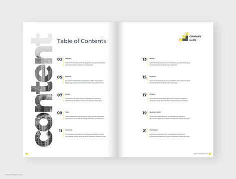 Company Profile Brochure on Behance Contents Page Design, Table Of Contents Design, Company Profile Brochure, Contents Layout, Editorial Design Layout, Page Layout Design, Desain Editorial, Documents Design, Booklet Design