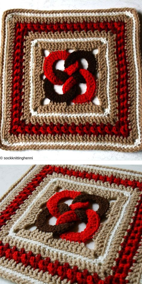 Crochet Celtic Knot Square Free Pattern, Celtic Crochet Patterns Free, Scottish Crochet, Witchcraft Crafts, Celtic Crochet, Crochet Celtic, Granny Square Pattern Free, Broomstick Lace, Crochet Square Blanket