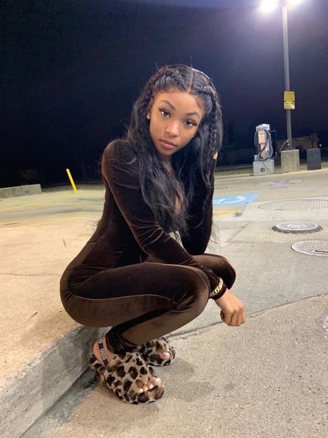 FashionNova- Chocolate Dream Velvet Jumpsuit $54.99 Ugg-  Fluff Yeah Slide $100 Slides Outfit, Chill Outfits, Cute Swag Outfits, Outfits Winter, Dope Outfits, Swag Outfits, Fit Check, Baddie Outfits, Fashion Killa