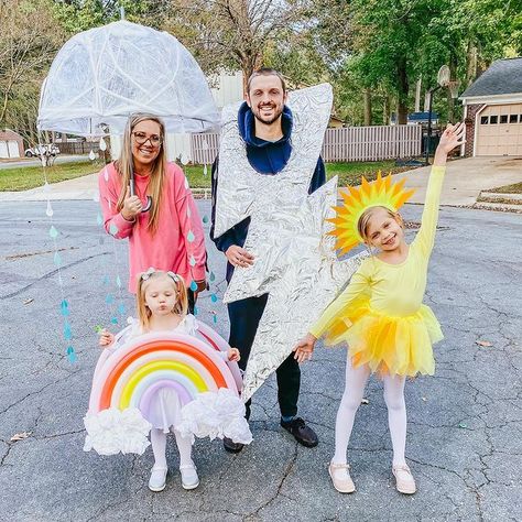 Family Weather Halloween Costumes, Family Weather Costume, Weather Costumes For Kids, Weather Family Costume, Cute Family Halloween Costumes For Four, Family Unicorn Costume, Weather Costumes Group, Unicorn Family Halloween Costumes, Family Of 4 Halloween Costumes With Baby