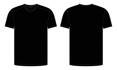 Black T Shirt Template, Structure Clothing, Fashion Flat Sketch, Color Template, Plain Black T Shirt, T Shirt Template, Template Black, Shirt Logo Design, Flat Sketches