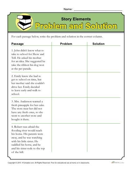 This activity helps students identify the problem and solution as part of story elements by reading the passages and write the problem and solution. Problem And Solution Worksheet, Problem Solution Activities, Story Elements Worksheet, Text Structure Worksheets, Problem Solution Essay, Text Features Worksheet, Struktur Teks, High School Lesson Plans, Literary Elements