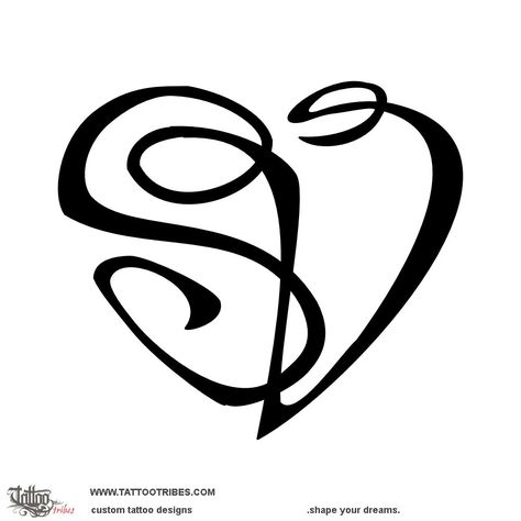 S V Tattoo, V S Tattoo Design, Sv Tattoo Design, S And V Letter Love, Heart With Letter Tattoo, Sv Tattoo, Letter G Tattoo, V Letter Tattoo, Union Tattoo