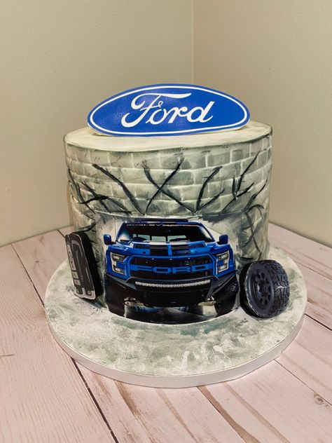 Ford Birthday Cakes For Men, Ford Bronco Cake, Ford Birthday Cake, Truck Cakes For Men, Ford Truck Cake, Raptor Cake, Ford Raptor Truck, Men Cakes, Cake Transport