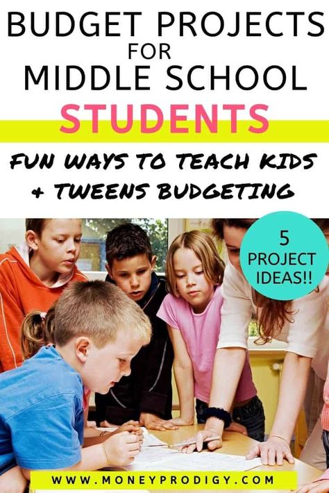 Budget project for kids in middle school -- these are fantastic! I love the classroom pet budget project, and her idea about having students work in groups to come up with a meal plan below a certain cost per serving. Super cool ways for kids to learn about budgeting. #kidmoney #schoolproject #education #finlit Middle School Projects, Life Skills Kids, Middle School Life, Homeschool Middle School, Teaching Money, Student Budget, Finance Lessons, Middle School Lesson Plans, Free Budget