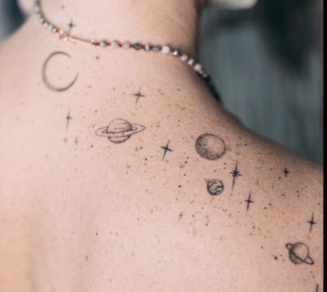 Ally Tattoo, Astronomy Tattoo, Virgo Tattoo Designs, Solar System Tattoo, Celestial Tattoo, Planet Tattoos, Clever Tattoos, Shoulder Arm Tattoos, Space Tattoo