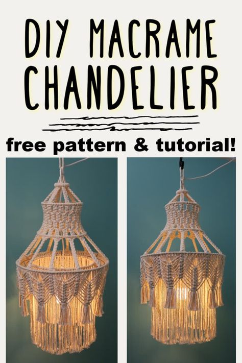 Macrame Light Shade Tutorial, How To Make Lamp Shades Step By Step, Diy Macrame Lamp Shade Tutorials, Macrame Lamp Tutorial, Macrame Table Lamp Shade, Macrame Lamp Shade Pattern, Macrame Light Shade Diy, Macrame Lantern Diy, Diy Macrame Chandelier