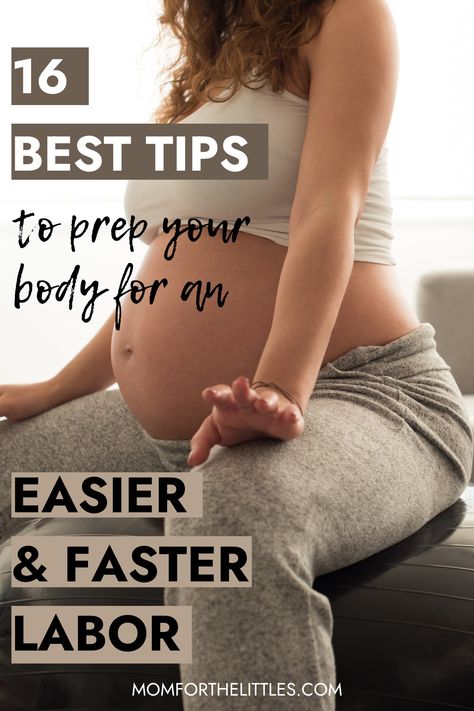 A pregnant woman on a birth ball prepping her body for an easier and faster labor. 16 Best Tips to have an easy and fast labor. Labor And Delivery Prep, How To Prepare Your Body For Labor, Easier Labor And Delivery, Tips For Labor And Delivery, 3rd Trimester Prep For Labor, Preparing Body For Labor, Prepping For Labor, Home Birth Prep, Unmedicated Birth Tips