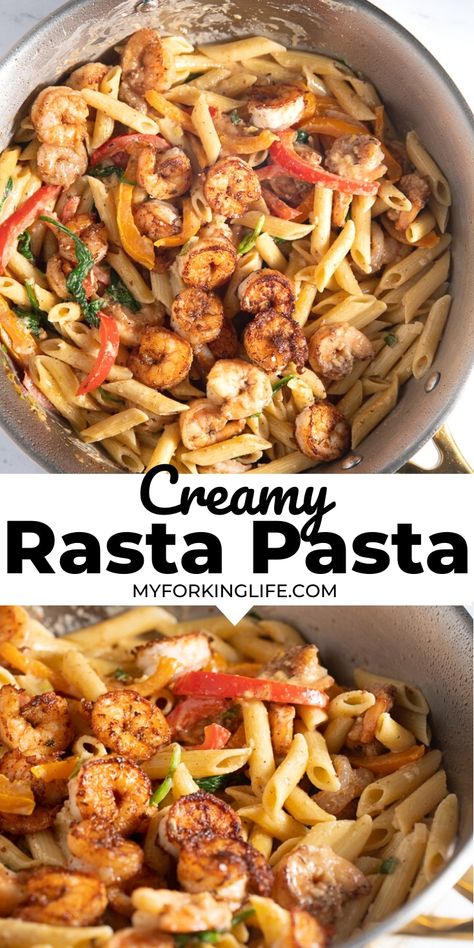 Caribbean Pasta, Shrimp Rasta Pasta Recipe, Pasta Videos, Rasta Pasta Recipe, Pasta Cajun, Pasta Shrimp, Pasta With Shrimp, Rasta Pasta, Recipes Shrimp