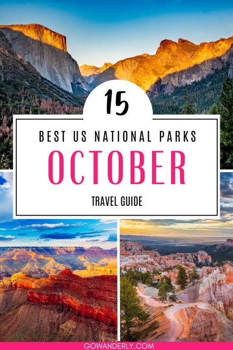 Discover the best national parks to visit in October. Enjoy breathtaking views and ideal fall weather for your trip. Yellowstone National Park October, Best National Parks To Visit In October, October Travel, Best National Parks, Fall Vacation, Fall Vacations, National Park Vacation, Shenandoah National Park, Sequoia National Park