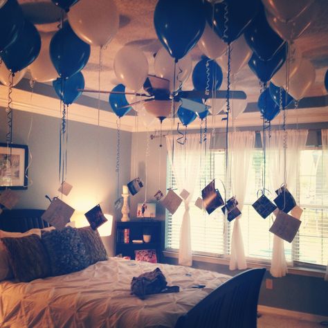 20 Best 35th Birthday Gift Ideas for Him - Home Inspiration and Ideas | DIY Crafts | Quotes | Party Ideas Surprise Ideas, Surprise Boyfriend, Birthday Room Decorations, Birthday Surprise Boyfriend, Creeper Minecraft, Balloon Pictures, Decoration For Ganpati, 35th Birthday, Birthday Crafts