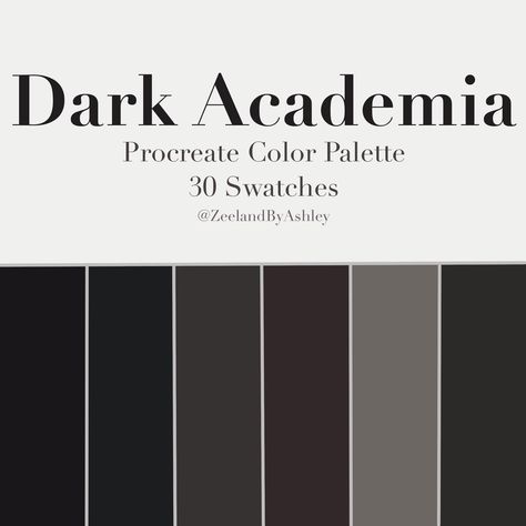 Color Pallets Dark Academia, Black And Gray Palette, Dark Academia Color Palette Bloxburg, Black And Grey Color Scheme, Dark Home Color Palette, Dark Paint Palette, Dark Modern Color Palette, Aesthetic Color Palettes Dark, Goth Color Combos