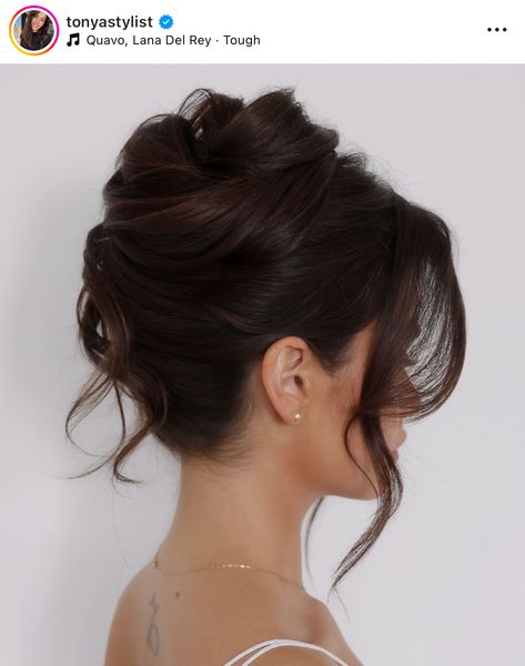 High Bun Wedding Hairstyles, Stylish Bun, Wedding Hair Brunette, High Bun Hairstyles, Wedding Hair Up, Pulled Back Hairstyles, Bridal Hair Buns, Day At The Office, High Bun