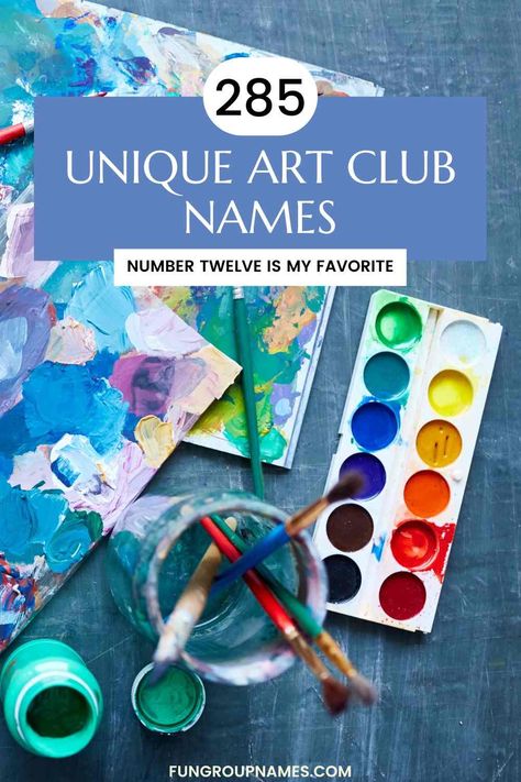 Discover over 285 categorized art club names to inspire your creative community. Whether traditional or modern, find the perfect name! Art Group Name Ideas, Art Club Name Ideas, Art Class Names Ideas, Art Names, Mixed Media Workshop, Scrapbook Club, Group Names Ideas, Group Names, Teen Art