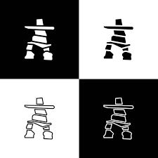 Inukshuk Tattoo, Inukshuk Art, Canadian Symbols, Cartoon Map, Flat Design Icon, Flat Design Icons, Doodle Icon, Black And White Background, Doodle Lettering