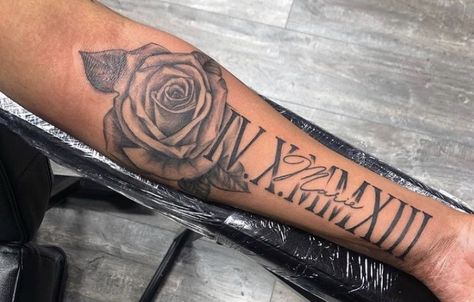 Low Sleeve Tattoos For Women, Roman Numeral Tattoo Men Arm Half Sleeves, Ezekiel Tattoo Name, Rip Arm Tattoos For Women, Mom Name Tattoo For Men Forearm, Forarm Tattoos Mens Creative, Mens Thigh Tattoos Ideas, Roman Numeral Tattoo Men Forearm, Name Tattoo On Forearm