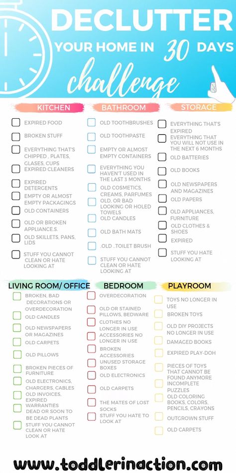 How to declutter your home when you feel overwhelmed? Check out this free printable checklist and start your own 30 days declutter challenge #declutter #declutterroombyroom #declutteryourhome #declutterfreeprintable #declutterchecklist Homemaking Checklist, Cleaning Checklists, Monthly Cleaning, Minimalism Challenge, 30 Days Challenge, Cleaning Checklist Printable, Declutter Checklist, Declutter Home, Declutter Challenge