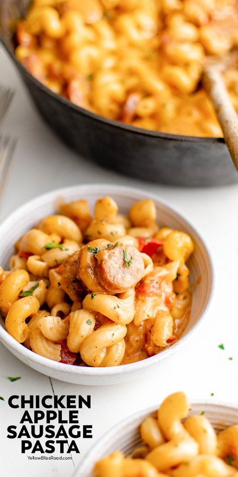 Chicken & Apple Sausage Mac and Cheese has tender pasta with a savory sweet sausage all cooked in one pan for a quick and easy weeknight meal.