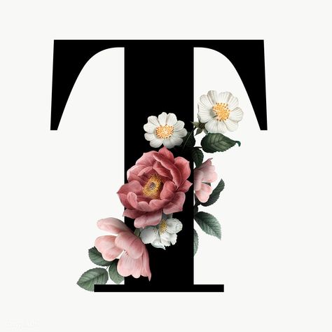 T Letter, T Wallpaper, Floral Typography, Omerta Tattoo, Alphabet Font, Alfabet Letters, Floral Alphabet, Alphabet Wallpaper, Lettering Alphabet Fonts