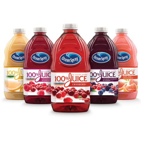 Ocean Spray Juice - These 3 juices are only sweetened by fruit, no artificial or regular if they are 100% Marathon Ideas, Packaging Redesign, Warm Drinks Recipes, Juice Movie, Ocean Spray Cranberry, Soda Flavors, Juice Branding, Juice Flavors, Warm Drinks