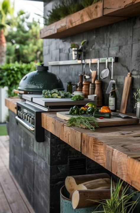 Outdoor Modern Kitchen Design, Outdoor Kitchen On Deck, Garden Kitchen Outdoor, Outside Kitchen Ideas, Small Outdoor Kitchen Design, Luxury Outdoor Kitchen, Outside Kitchen, Modern Outdoor Kitchen, Outdoor Kitchen Plans