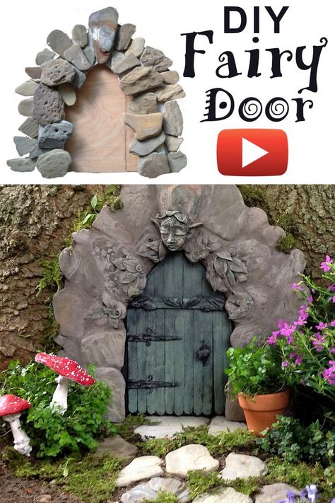 Fairy Garden Door Diy, Clay Fairy Door, Pottery Fairy, Wood Polymer Clay, Faerie Door, Diy Fairy Door, Fairy Doors On Trees, Dollhouse Rooms, Make A Fairy