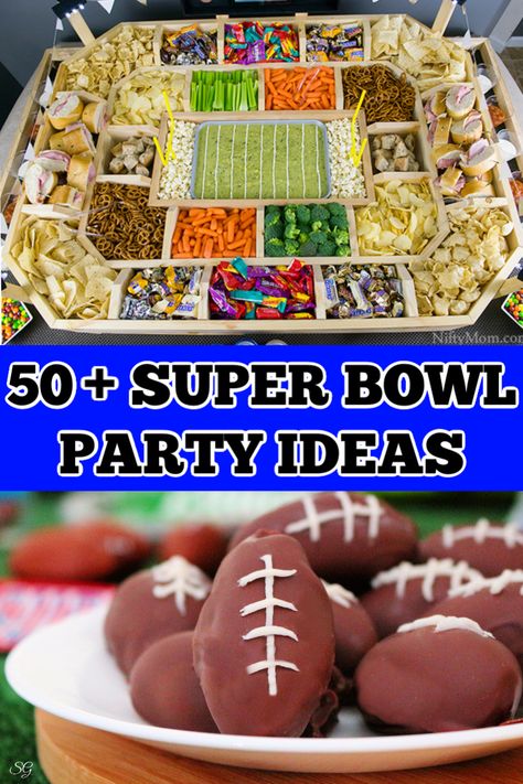 Get 50+ football party ideas, great for the Super Bowl and game days all season long! #superbowl #party #football #partyideas Diy Super Bowl, Super Bowl Party Ideas, Super Bowl Party Snacks, Superbowl Party Decorations, Super Bowl Decorations, Party Bowls, Bowl Party Food, Superbowl Appetizers, Football Snacks