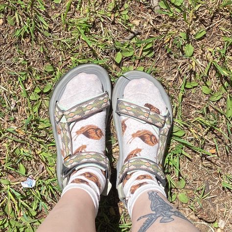 Teva Sandals Aesthetic, Tevas And Socks, Teva Sandals With Socks, Summer Moment, Sandals Aesthetic, Sandals With Socks, Travel Fits, Teva Sandals, Back 2 School