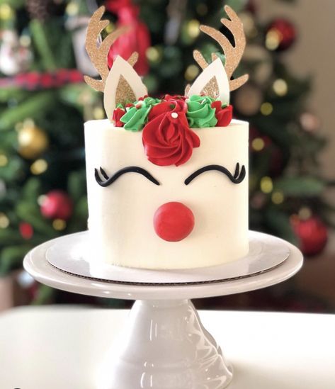 Christmas Tree Cupcake Cake, Christmas Cake Ideas, Christmas Birthday Cake, Chocolate Peppermint Cake, Mini Christmas Cakes, Reindeer Cakes, Christmas Cookie Cake, Christmas Cakes Easy, Christmas Themed Cake