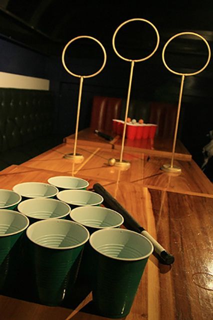 This Harry Potter-themed drinking game is the only plan you need for the weekend Hollywood Cocktails, Quidditch Pong, Hogwarts Halloween, Harry Potter Bachelorette Party, Harry Potter Halloween Party, Cumpleaños Harry Potter, Harry Potter Bday, Harry Potter Party Ideas, Harry Potter Quidditch