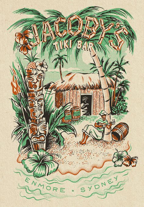 Trip Illustration, Tropical Posters, Tiki Pop, Transport Illustration, Scifi Illustration, Bali Trip, Tropical Poster, Vintage Surfboards, Tiki Bars