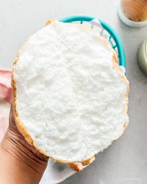 Easy Fluffy Colorful How to Make Cloud Bread · i am a food blog   #tiktok #viralfood #cloudbread #fluffycloudbread #pastel #pastelaesthetic Bread Tiktok, Cloud Bread Recipe, Baked Meringue, How To Make Clouds, Cloud Cake, Types Of Desserts, Cloud Bread, Clam Recipes, Bread Serving