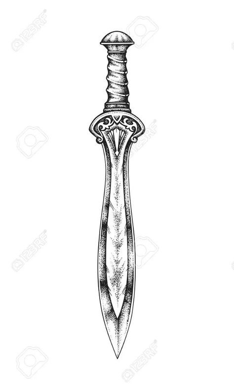 Blackwork Tattoo Swords, Roman Gladius Tattoo, Roman Empire Swords, Viking Swords Tattoo, Gladius Tattoo, Roman Empire Tattoo, Swords Drawing, Roman Tattoo Ideas, Roman Tattoos