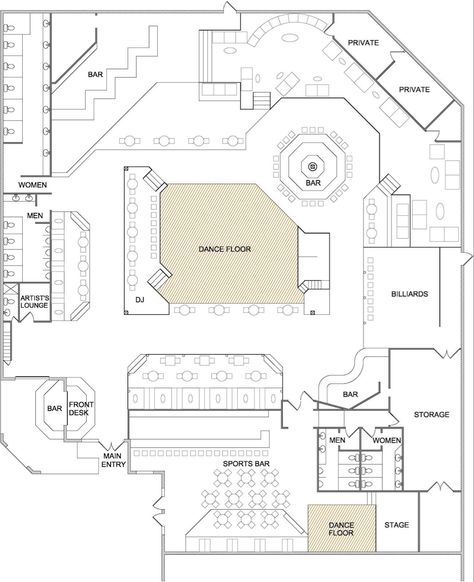 Club Bar Design, Club Design Interior, Sport Bar Design, Bar Design Ideas, Restaurant Floor Plan, Restaurant Layout, Restaurant Plan, Bar Flooring, Maggie Valley