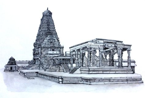 Brihadisvara temple at Thanjavur Thanjavur Temple Drawing, Thanjavur Temple Painting, Thanjai Periya Kovil Drawings, Thanjai Periya Kovil Wallpaper, Brihadisvara Temple, Thanjavur Temple, Big Temple, Acrylic Engraving, 3d Portfolio