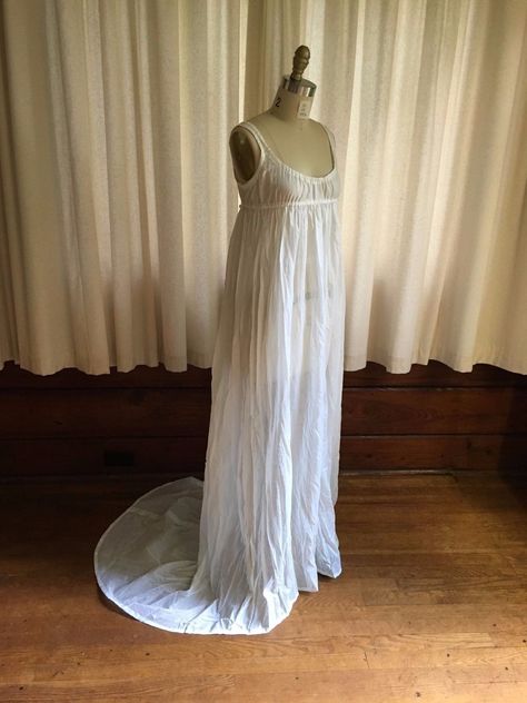 Regency Era Night Dress, 1800s Sleeping Gown, Regency Underdress, Regency Pajamas, Regency Dressing Gown, Regency Nightgown And Robe, Regency Nightwear, Regency Era Sleepwear, Regency Sleepwear