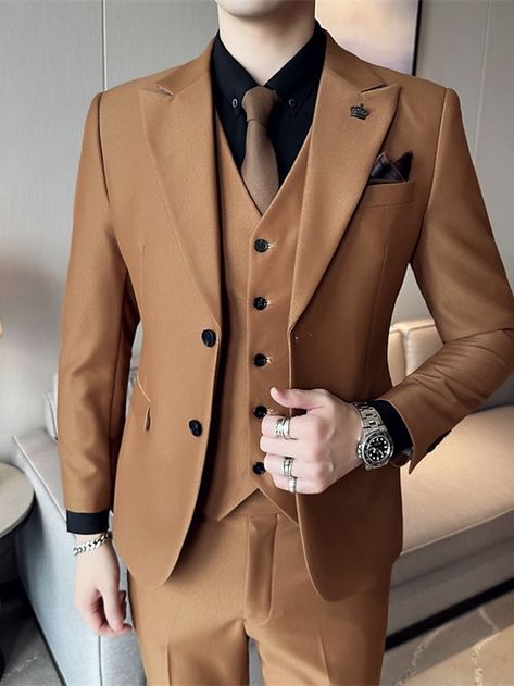 Brown Suit Men, Brown Suits For Men, Detective Outfit, Suits Groom, Cheap Suits, Formal Men, Formal Men Outfit, Suit Jumpsuit, Wedding Suits Groom