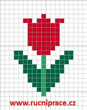 Tulip cross stitch Flower Knitting Pattern Charts, Cross Stitch Flowers Pattern Free, Tulip Cross Stitch, Pola Jaring, Tiny Cross Stitch, Easy Cross Stitch Patterns, Pixel Crochet, Small Cross Stitch, Tapestry Crochet Patterns