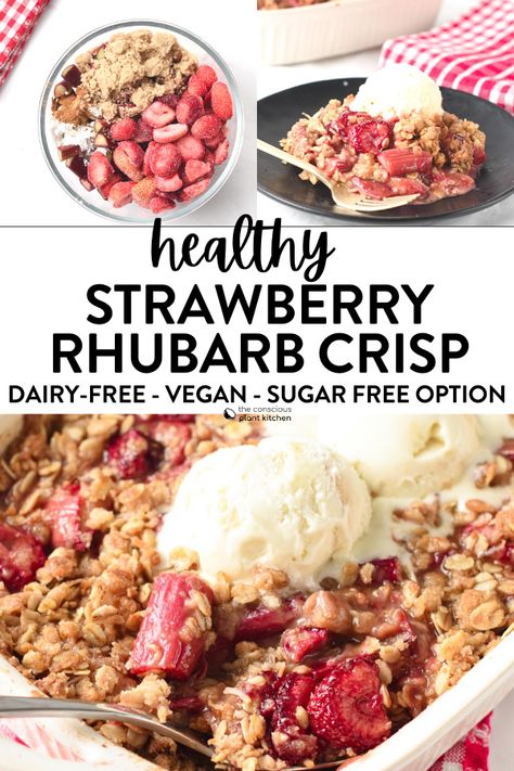 Gluten Free Rhubarb Crisp, Healthy Rhubarb Recipes, Strawberry Rhubarb Recipes, Rhubarb Crumble Recipes, Family Dessert Recipes, Rhubarb Recipes Crisp, Strawberry Rhubarb Crumble, Strawberry Rhubarb Crisp, Rhubarb Desserts