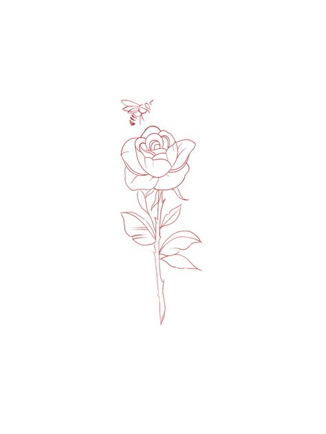 Fine Line Rose And Butterfly Tattoo, Fine Line Red Ink Rose Tattoo, Rose With Stem Outline, Red Rose Tattoo Outline, Sentimental Tattoos, Rose Outline Tattoo, Rose Tattoo On Back, Rose And Butterfly Tattoo, Simple Rose Tattoo