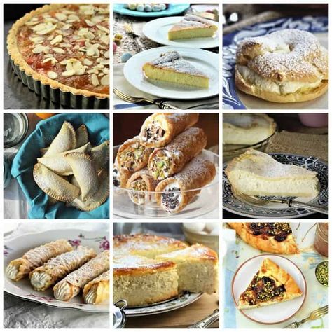 Who can resist a delicious dessert made with sweetened ricotta? Here's a round up of my 9 best Italian desserts with ricotta, from traditional classics to some of my own creations! Ricotta Recipes Dessert, Calzone Recipe Easy, Ricotta Dessert, Almond Tart Recipe, Crostata Recipe, Italian Recipes Dessert, Ricotta Recipes, Sicilian Recipes, Elegant Desserts