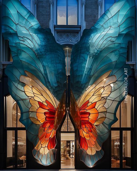 Butterfly Motif Facade by @tinkertailorart Join @thepaacademy’s upcoming workshop, “AI-Immersed Artistry,” led by Creative Designer Hera… | Instagram Studio Room Design, Hotel Inspiration, Beauty Of Flowers, Window Display Design, Butterfly Motif, Parametric Architecture, Building Concept, Greek And Roman Mythology, Elements Of Nature